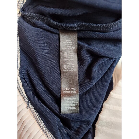 Women's Travelers by Chico's Pleated Asymmetrical Short Sleeve Top Navy Small - Picture 5 of 6